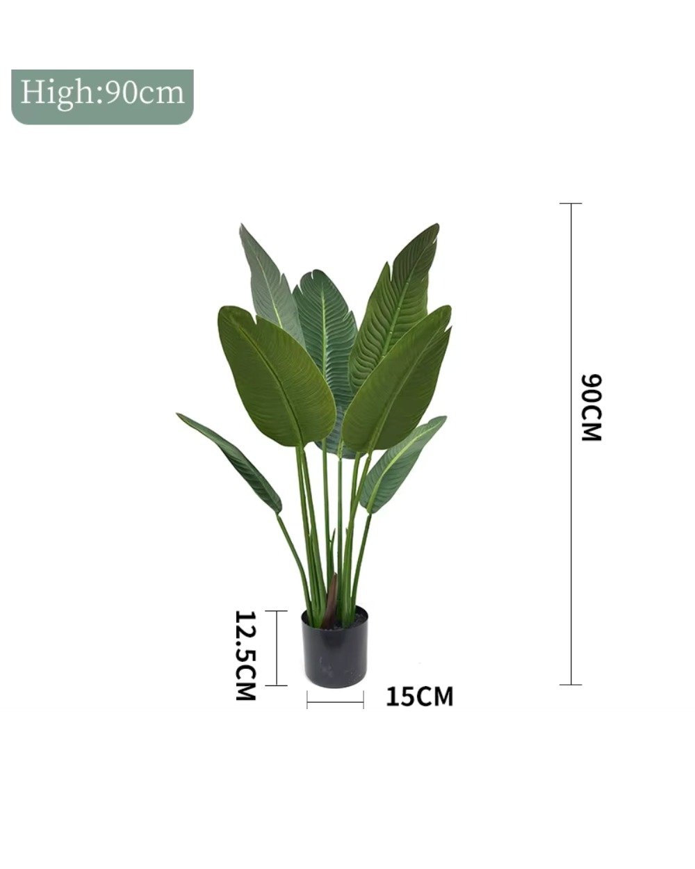 Konstgjord Strelitzia (Paradisfågelväxt) i Plastkruka 5 Konstgjord Strelitzia