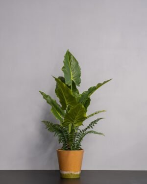 Konstgjord Alocasia krukväxt – 75 cm 6 Konstgjord Alocasia krukväxt